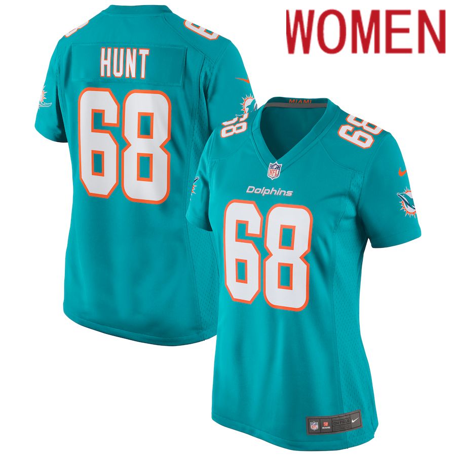 Women Miami Dolphins 68 Robert Hunt Nike Green Game NFL Jersey